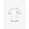 Casablanca Mens Tbc Cuban-collar Graphic-pattern Silk Shirt In White