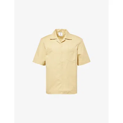 Casablanca Mens Beige Cuban-collar Monogram Cotton Shirt Xl In Neutral