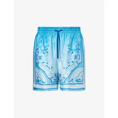 Casablanca Mens Blue Egyptian Rug Silk Shorts