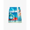 Casablanca Mens Galaxy Court Graphic-print Drawstring Silk Shorts In Blue