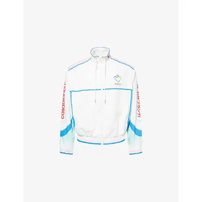Casablanca Mens Casa Sportif Logo-print Colourblock Shell Windbreaker Jacket In White