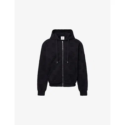 Casablanca Mens Black Monogram Zip-up Cotton Hoody