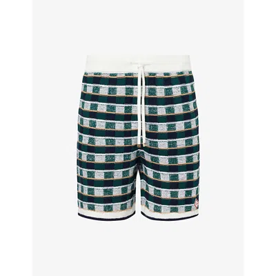 Casablanca Mens Green Mosaic Crochet Cotton Shorts Xl In Multi
