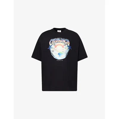 Casablanca Mens Black Oversized Casa Sunset Cotton T-shirt Xxxl