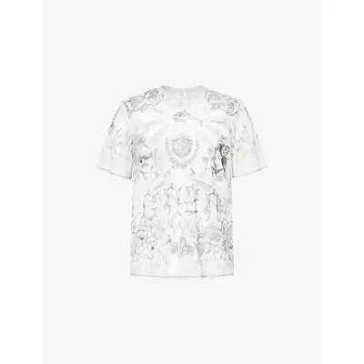 Casablanca Mens Tattoo Printed Crew-neck Stretch-woven T-shirt Xxl
