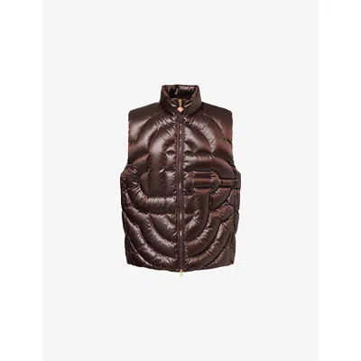 Casablanca Mens Brown Quilted Down Woven Puffer Gilet