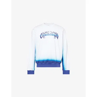 Casablanca Mens Blue Fade Spray Dye Gradient Crew-neck Cotton-jersey Sweatshirt