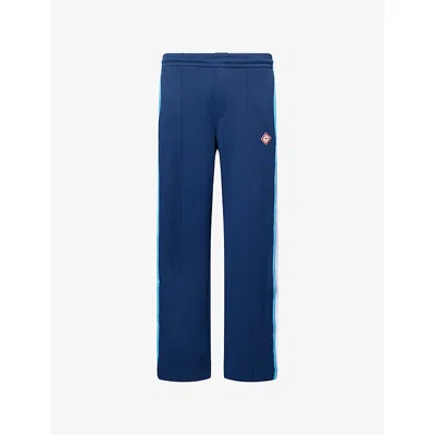 Casablanca Mens Navy / White Striped Embroidered-logo Woven Jogging Bottoms Xl In Multi