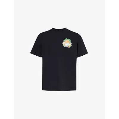 Casablanca Logo Crew Neck T-shirt In Black