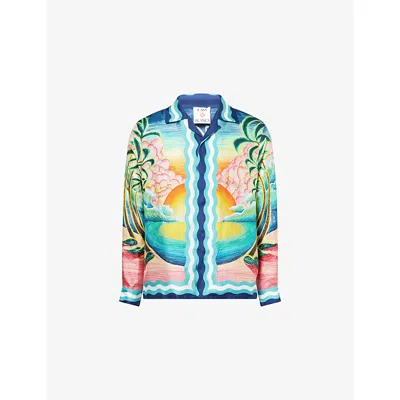 Casablanca Mens Danse De La Mer Long-sleeves Silk Shirt In Multi