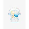 Casablanca Mens Fuji Dream Cuban Collar Printed Silk Shirt In White