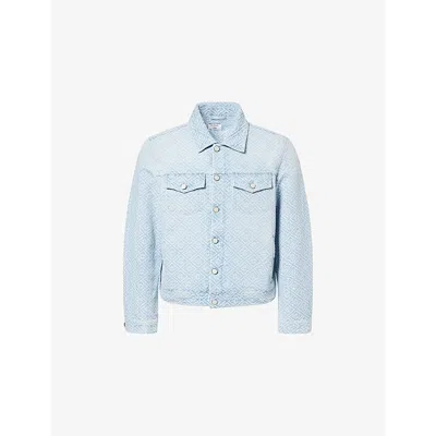 Casablanca Mens Monogram-print Embroidered Denim Jacket Blue