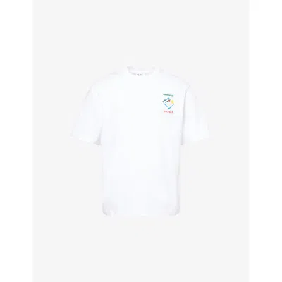 Casablanca Mens Montagne Sportif Brand-embroidered Cotton-jersey T-shirt Xxl In White