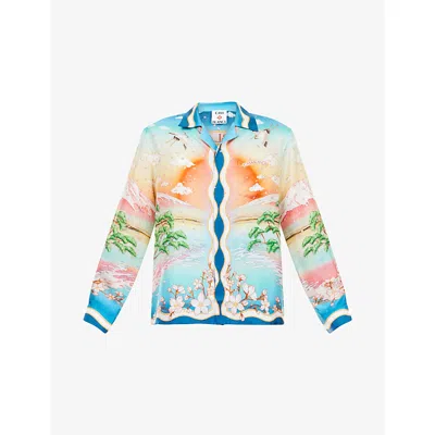 Casablanca Womens Multi Cuban Graphic-print Silk Shirt