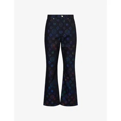 Casablanca Mens  Heatmap Straight-leg Denim Jeans In Blue