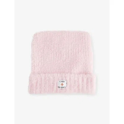 Casablanca Mens Pink Branded-patch Fluffy Knitted Hat