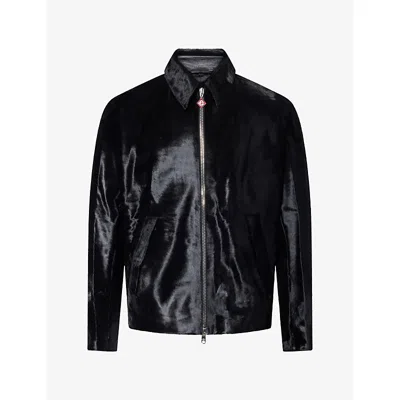 Casablanca Mens Pony Hair Leather Jacket Black