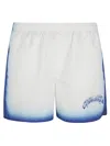 Casablanca White Swim Shorts With Elastic Waist And Logo Print On The Front In Tech Fabric Man