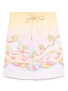 Casablanca Tropical Print Drawstring Waist Knee Length Shorts