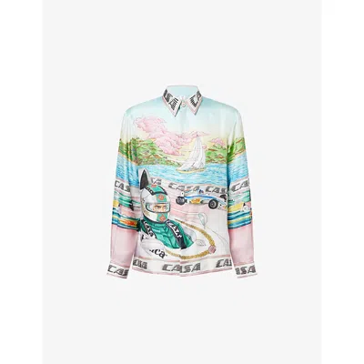 Casablanca Mens The Art Of Racing Classic Long-sleeve Silk Shirt In Multi