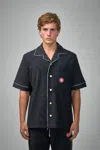 Casablanca Black Shirt With Classic Lapels And All-over Embossed Monogram