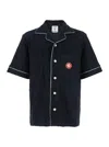 Casablanca Black Shirt With Classic Lapels And All-over Embossed Monogram