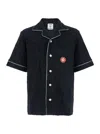 Casablanca Black Shirt With Classic Lapels And All-over Embossed Monogram In Black