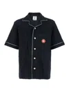 Casablanca Black Shirt With Classic Lapels And All-over Embossed Monogram In Black