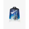 Casablanca Mens Vol De Nuit Classic Long-sleeve Silk Shirt Xl In Blue