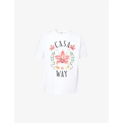 Casablanca Casa Way Orchid Organic Cotton T Shirt In White