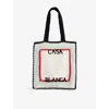 Casablanca Mens White Stripe Crochet Cotton Tote Bag In White