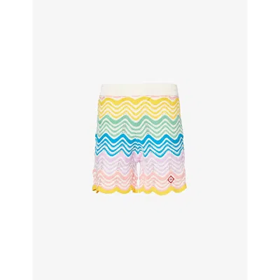 Casablanca Mensgradient-pattern High-rise Cotton-knit Shorts In Multi