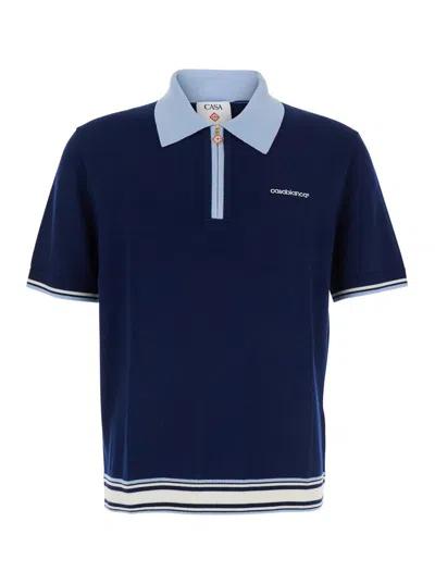 Casablanca Men Merino Tennis Polo In Blue