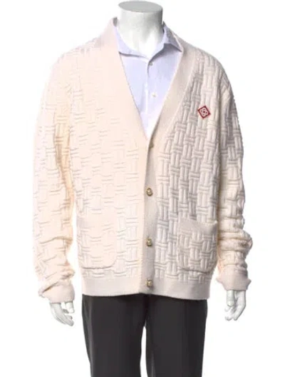 Pre-owned Casablanca Merino Wool Patterned Cardigan In Neutrals