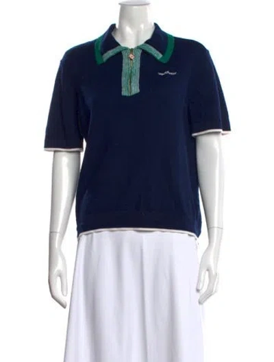 Pre-owned Casablanca Merino Wool Short Sleeve Polo In Blue