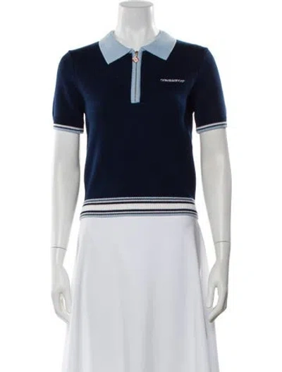 Pre-owned Casablanca Merino Wool Short Sleeve Polo W/ Tags In Blue