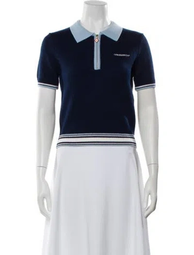 Pre-owned Casablanca Merino Wool Short Sleeve Polo W/ Tags In Blue