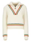 Casablanca Stripe Column Stitch Wool Sweater In Ivory