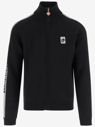 Casablanca Merino Wool Sweatshirt With Logo In Black