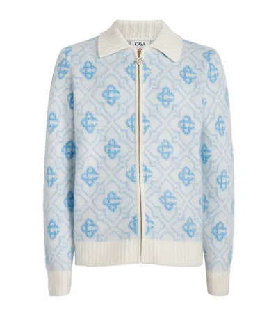 CASABLANCA MERINO WOOL ZIP-UP CARDIGAN