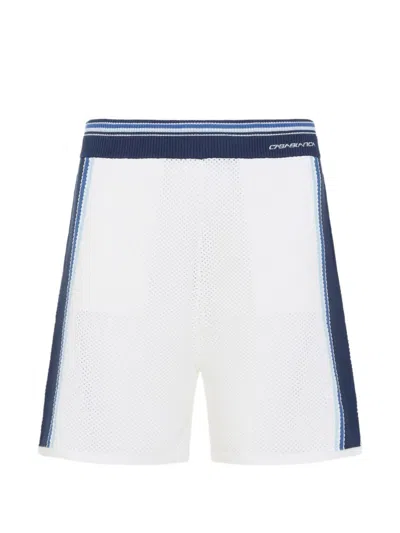 Casablanca White Mesh Bermuda Shorts In Metallic