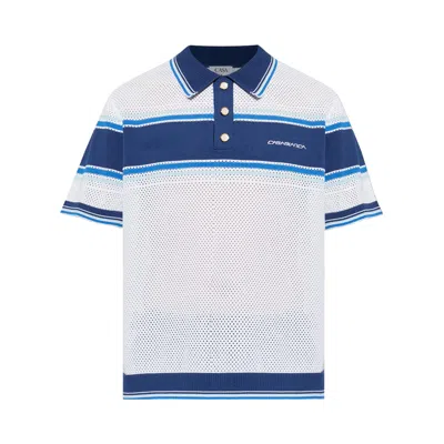 Pre-owned Casablanca Mesh Stripe Polo 'white' | Men's Size S