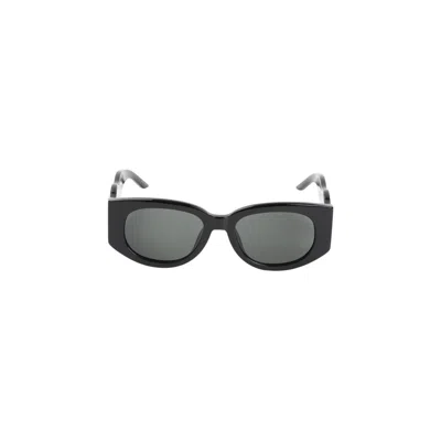 Casablanca Metal Oval Wave Black Acetate Sunglasses