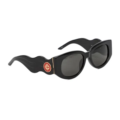 Casablanca Metal Oval Wave Sunglasses In Black