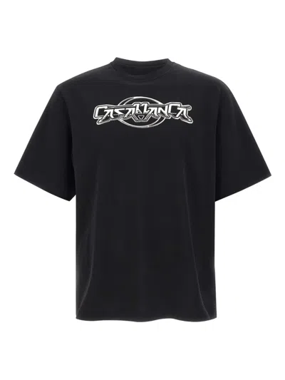 Casablanca Crew Neck Graphic Print Short Sleeves In Black