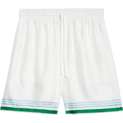 Casablanca Le Jeu Colore Silk Shorts In White