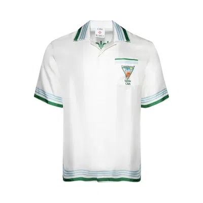 Pre-owned Casablanca Metaphysical Tennis Icon Silk Shirt 'white' | Men's Size L