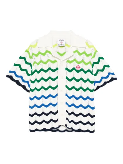 Casablanca Mini Gradient Short Sleeve Button-up Shirt In White