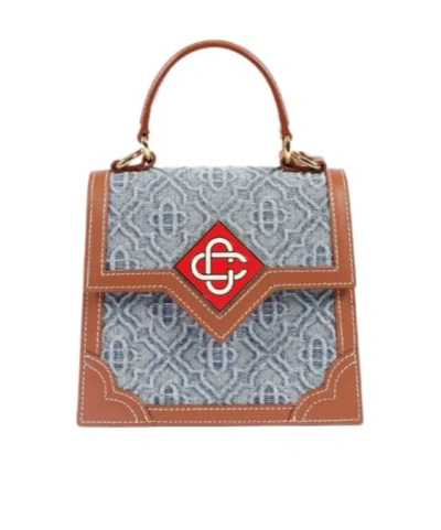 Casablanca Monogram Denim Mini Jeanne Bag In Blue