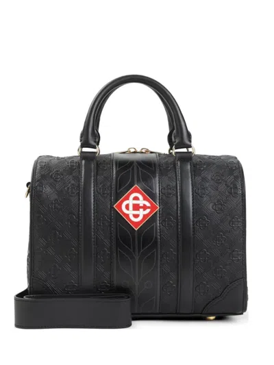 Casablanca Mini Weekender Embossed Monogram Top Handle Bag In Black